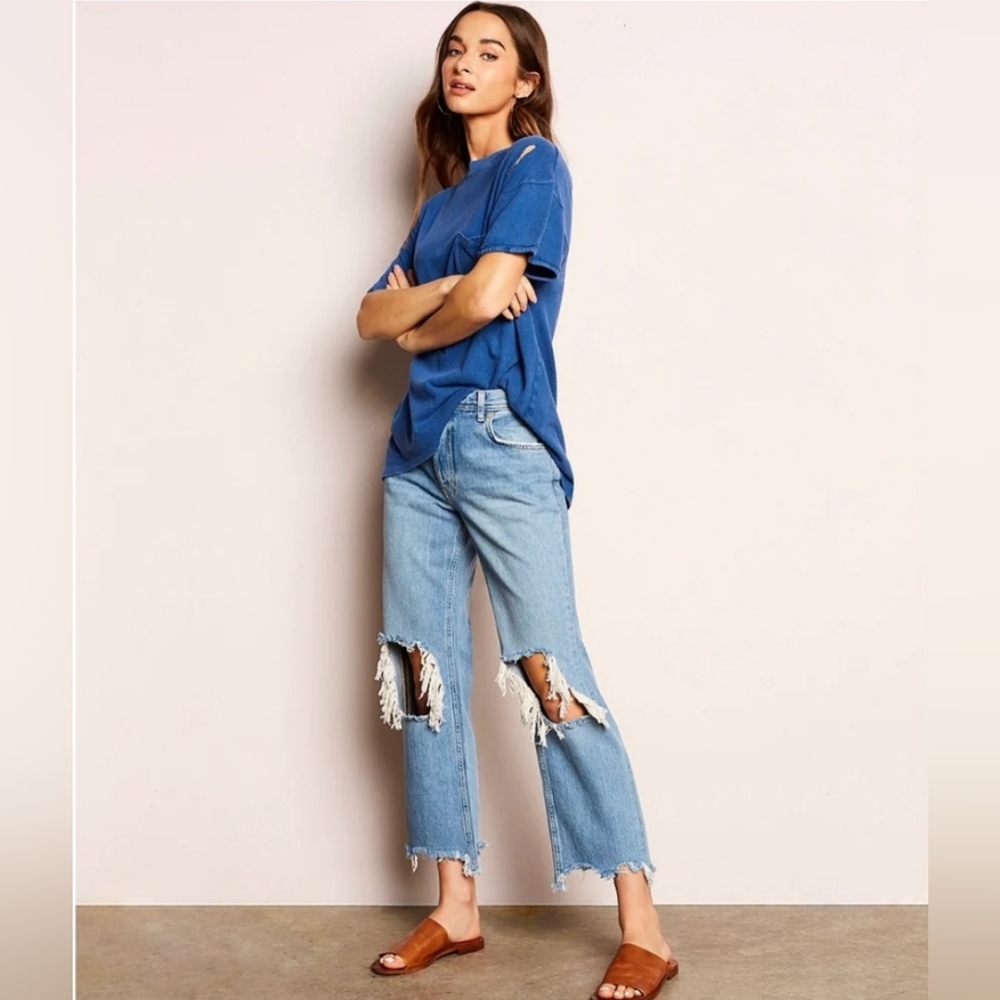FREE PEOPLE Mid~Rise MAGGIE Straight~Leg Jeans size 28